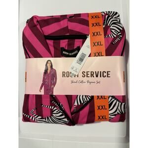 Room Service 2PC Womens Pajama Set Size XXL Pink-Zebra Sleepwear New